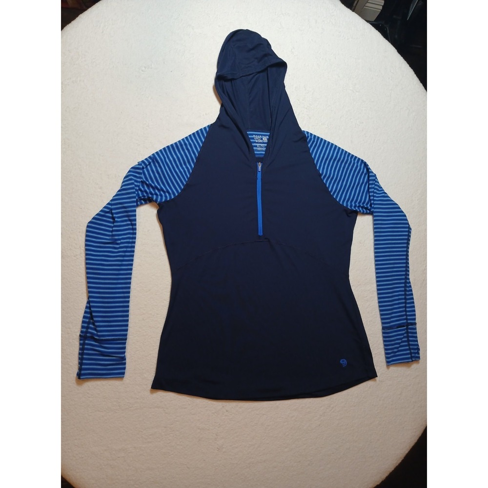 Mountain Hard Wear Wick.Q Athletic Hoodie Lightweight Womens XL Blue With Stripe